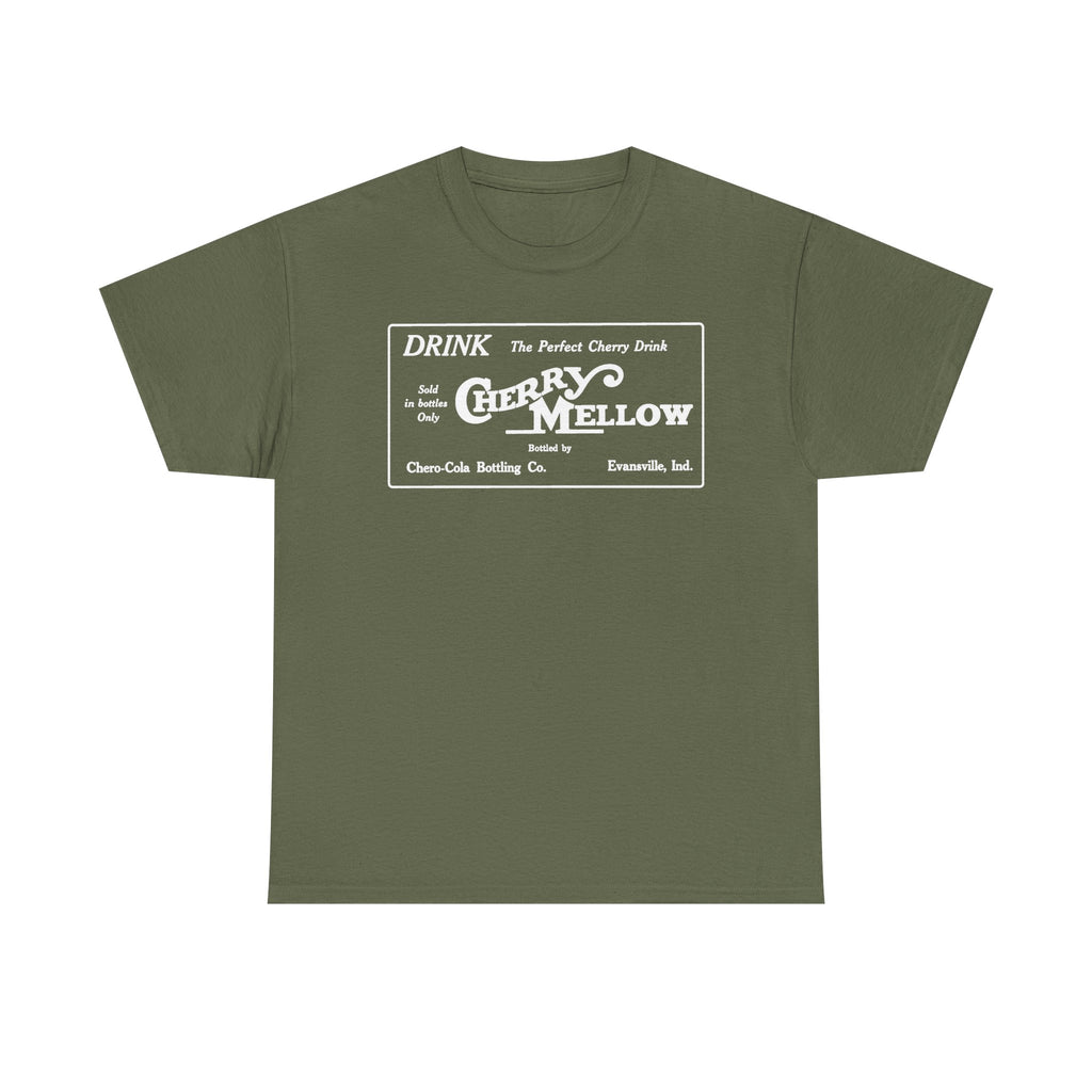 1922 Cherry Mellow Retro Beverage Logo Tee Evansville