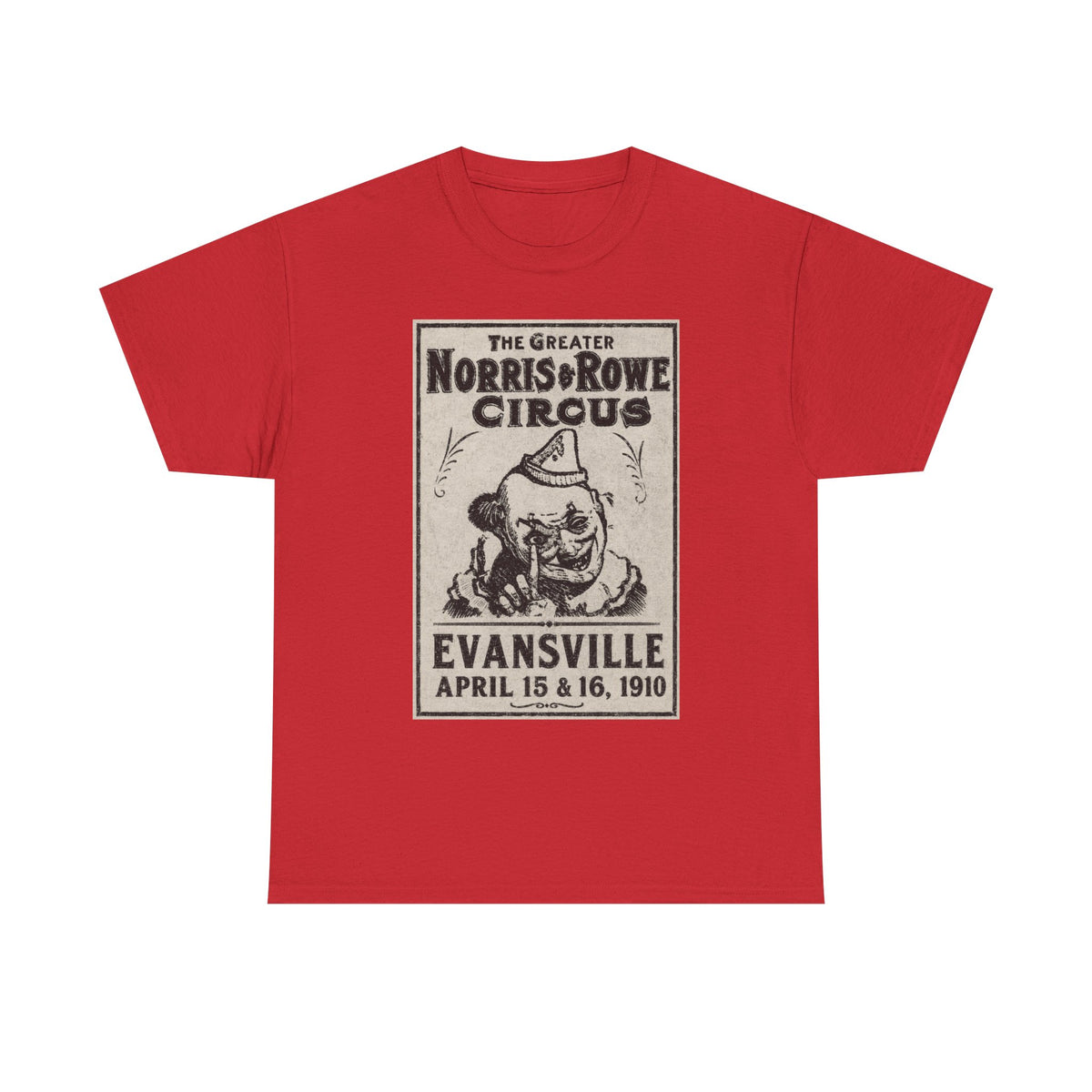 Vintage Circus T‑Shirt — The Greater Norris & Rowe Circus Evansville 1910 Poster Tee