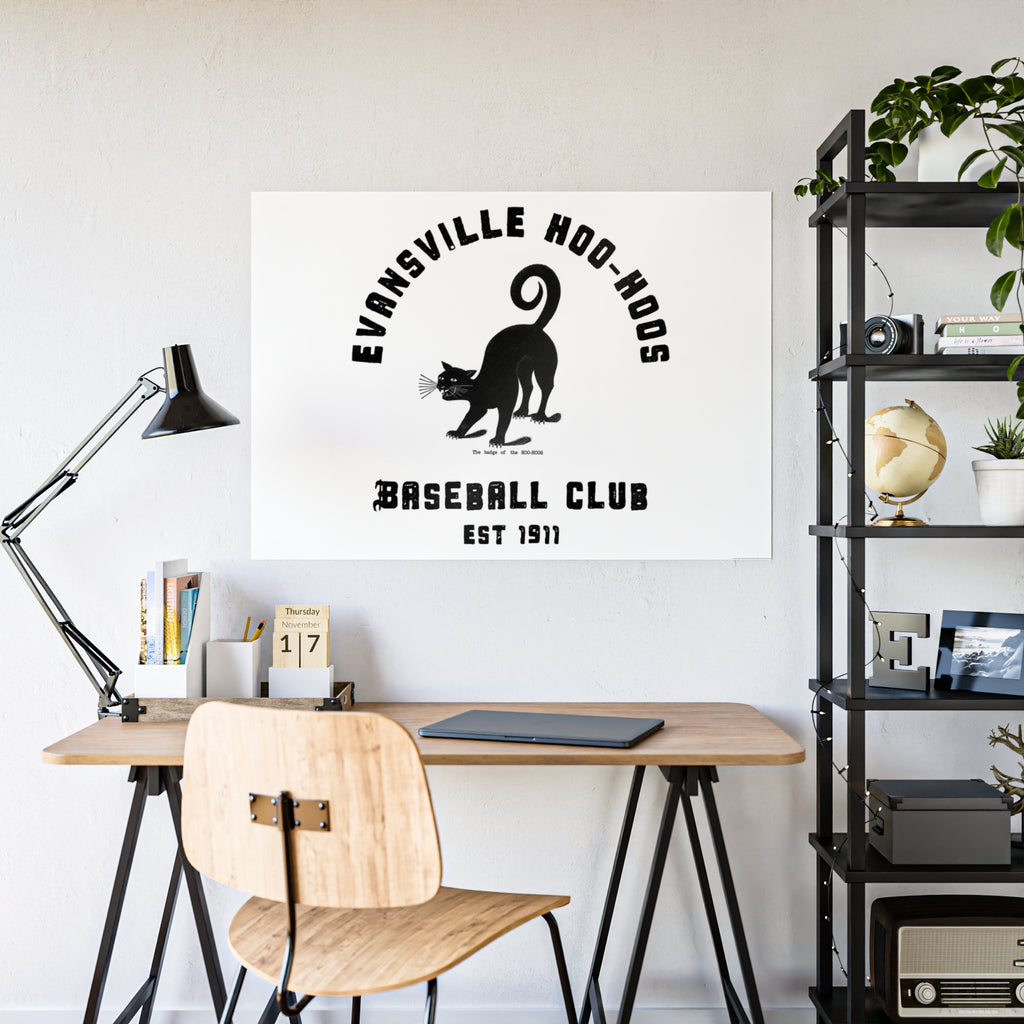 Evansville Hoo-Hoos Baseball Club Gloss Poster – Vintage Black Cat Team Print