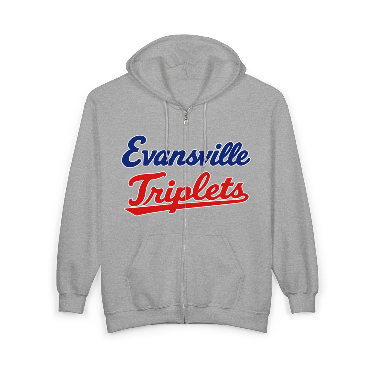 Evansville Triplets Full-Zip Hoodie — Vintage Script Team Jacket