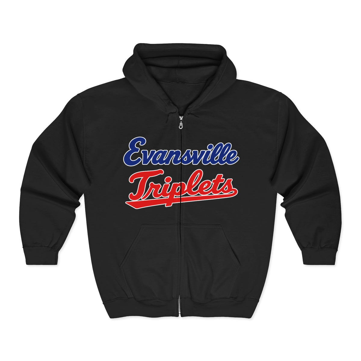 Evansville Triplets Full-Zip Hoodie — Vintage Script Team Jacket