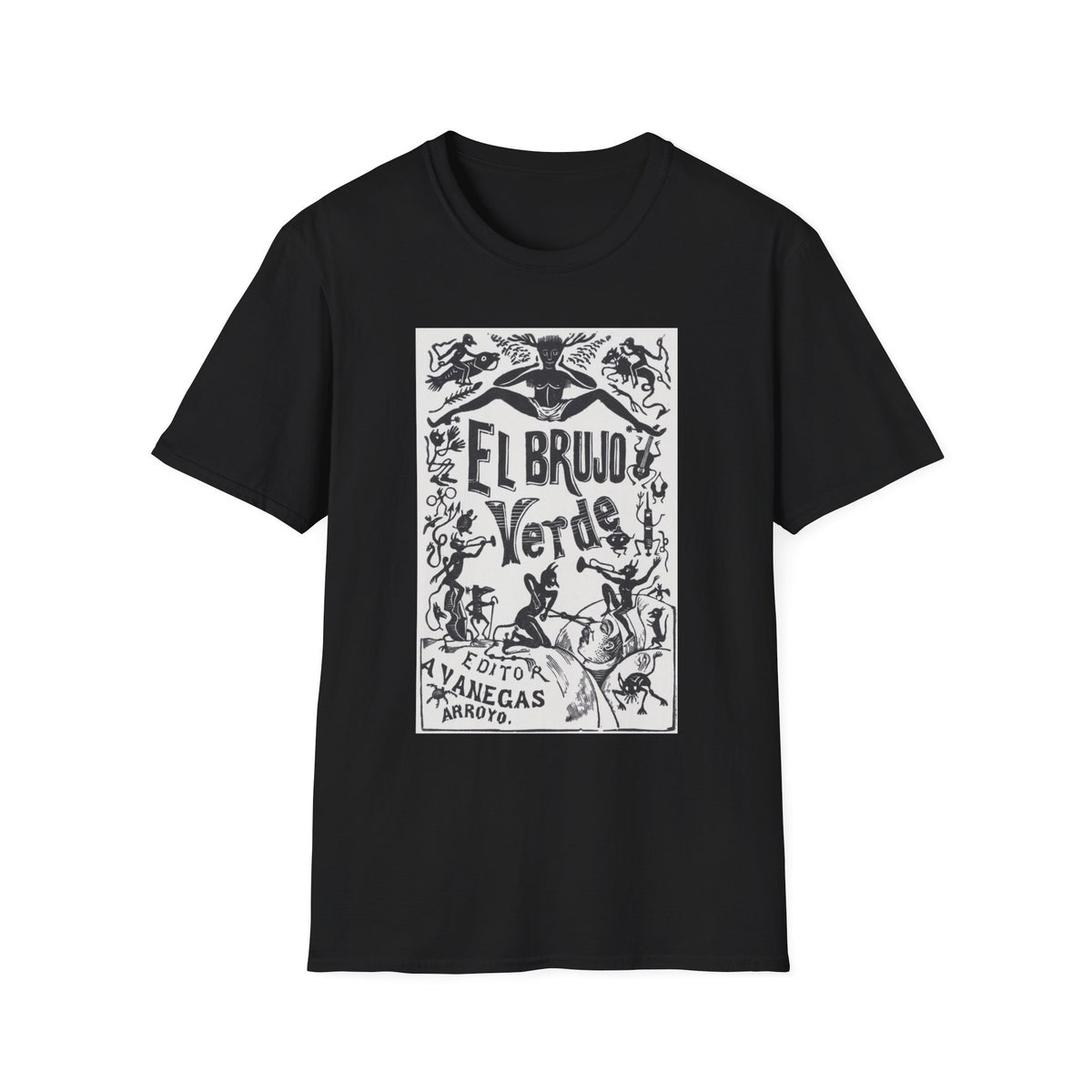 El Brujo Verde T-Shirt — Vintage Mexican Folk Art Design