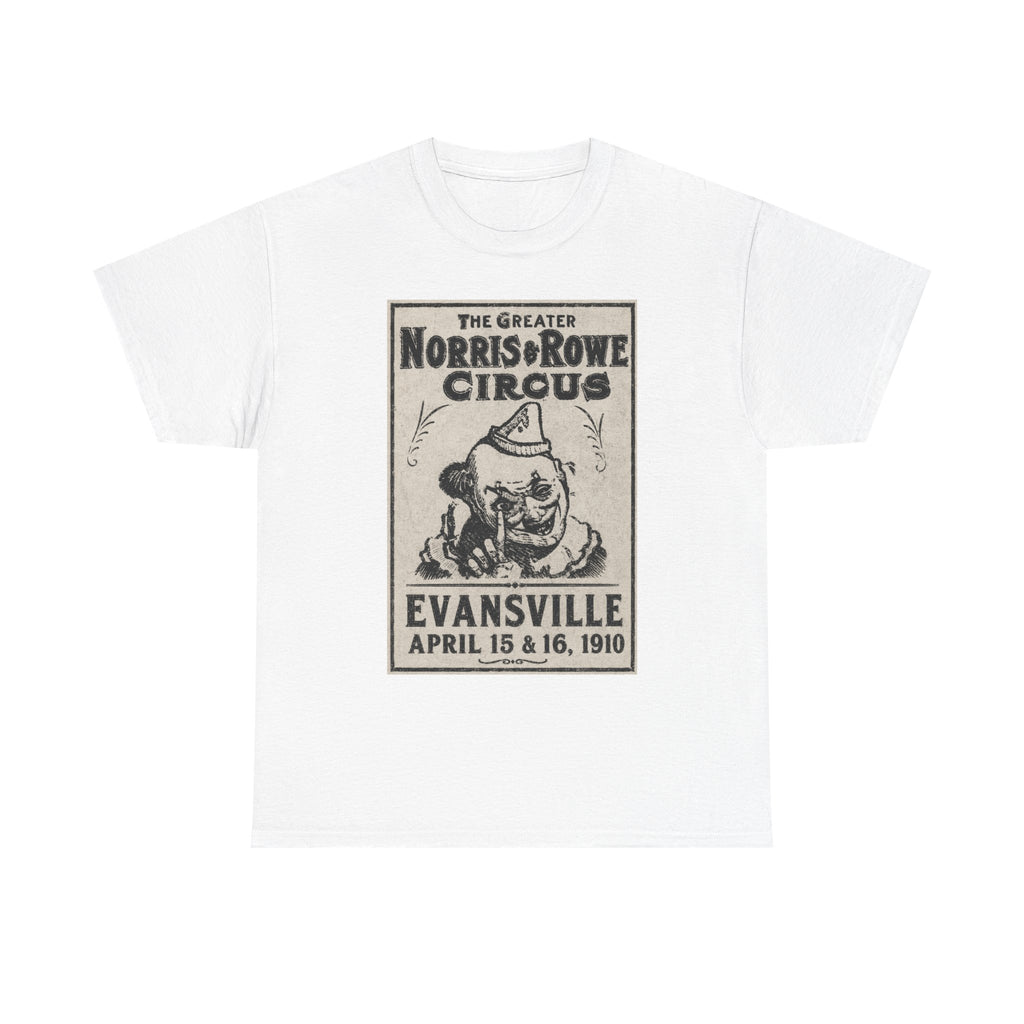 Vintage Circus T‑Shirt — The Greater Norris & Rowe Circus Evansville 1910 Poster Tee
