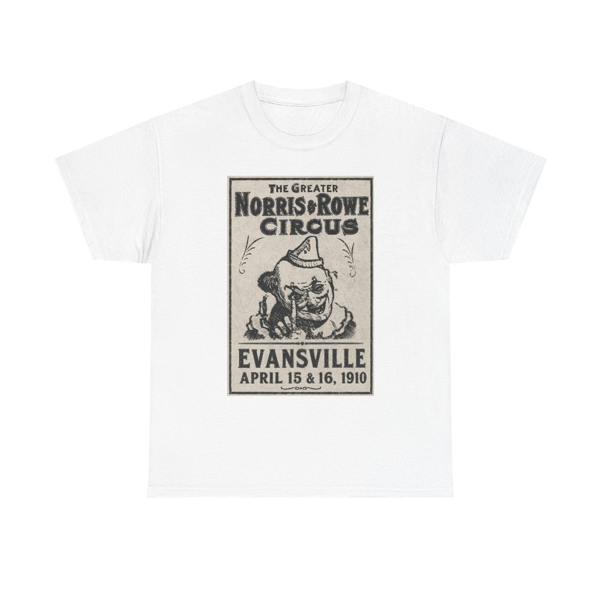 Vintage Circus T‑Shirt — The Greater Norris & Rowe Circus Evansville 1910 Poster Tee