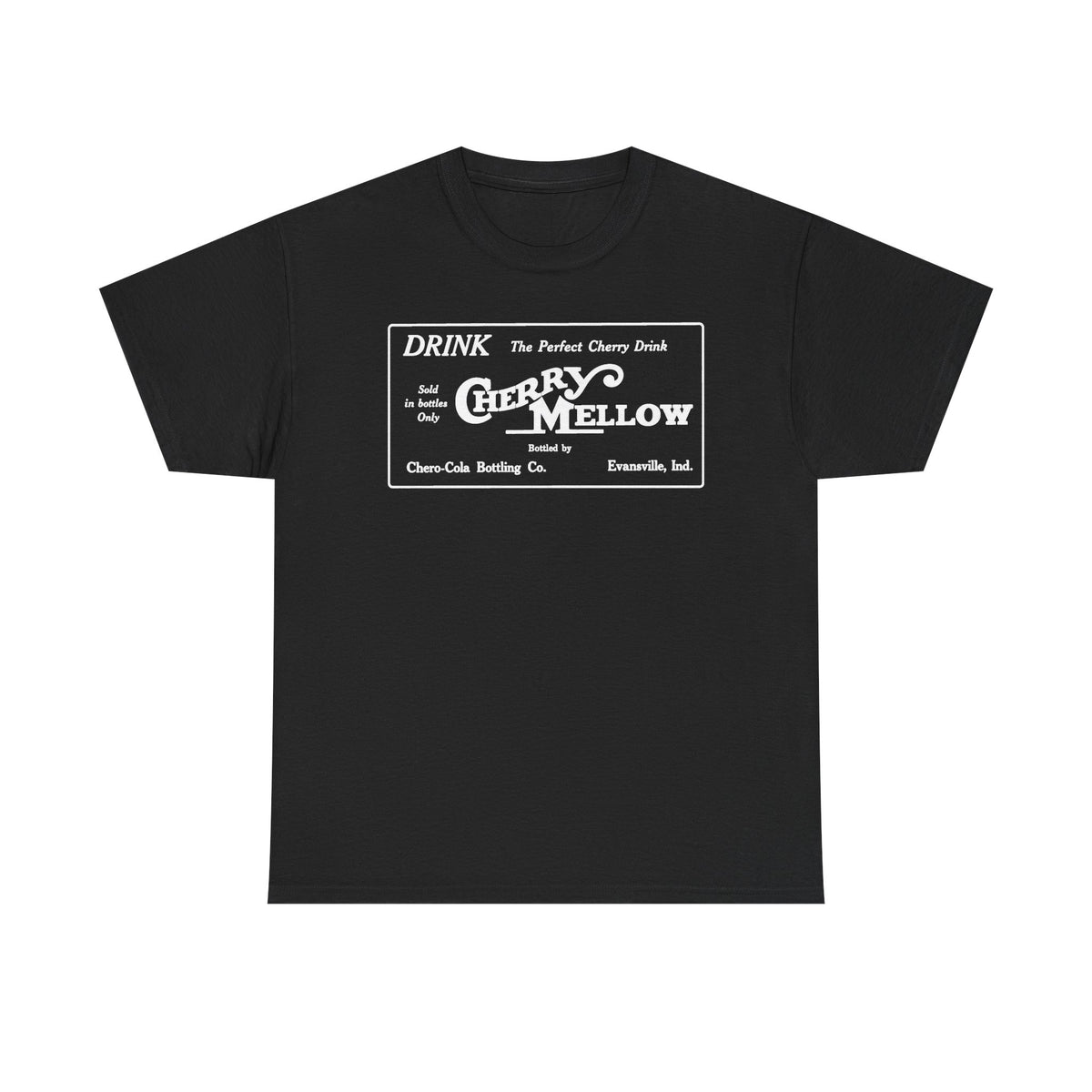 1922 Cherry Mellow Retro Beverage Logo Tee Evansville