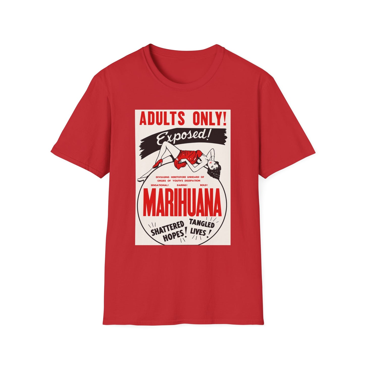 Adults Only Exposed! Retro Pinup Marijuana Propaganda T-Shirt