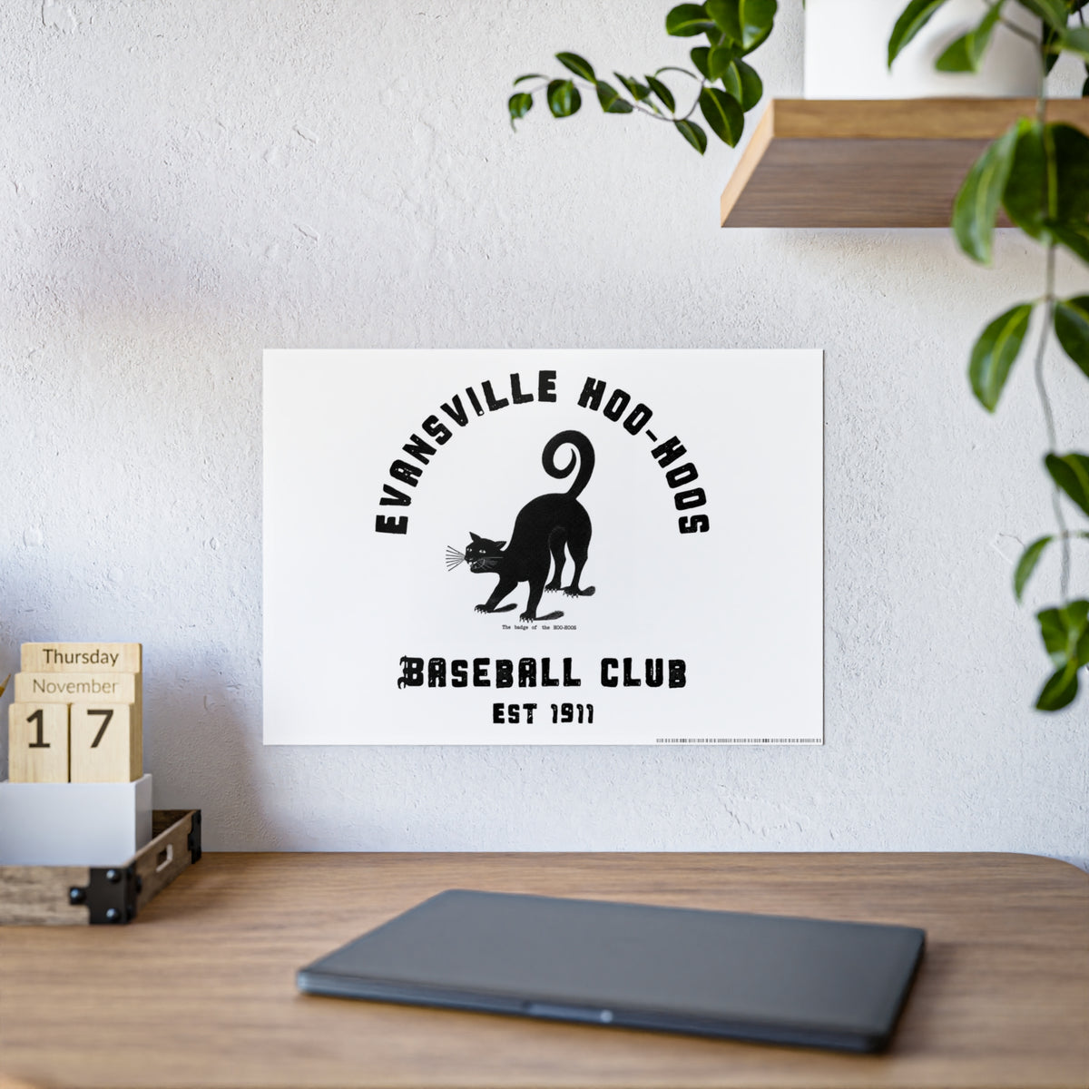 Evansville Hoo-Hoos Baseball Club Gloss Poster – Vintage Black Cat Team Print