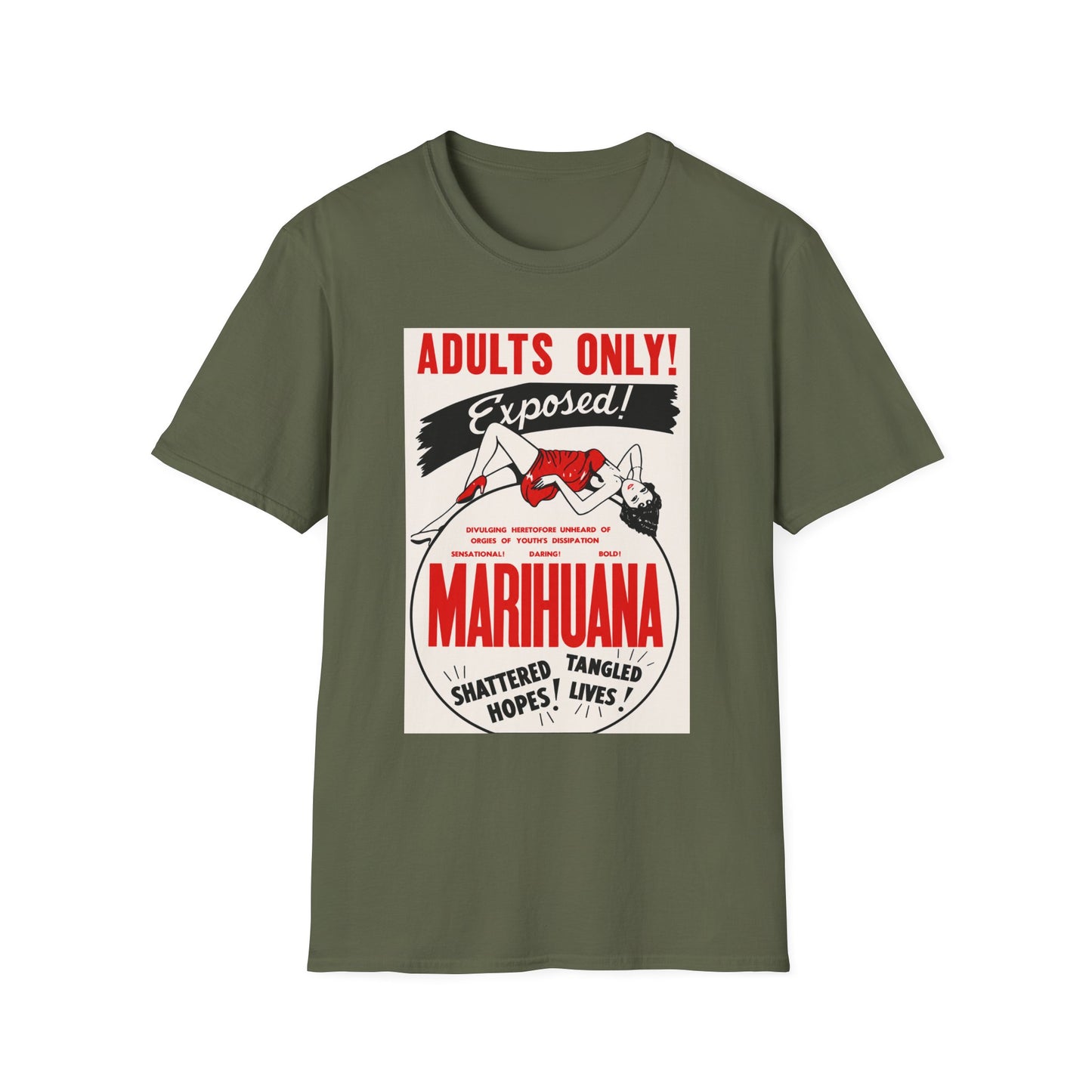 Adults Only Exposed! Retro Pinup Marijuana Propaganda T-Shirt