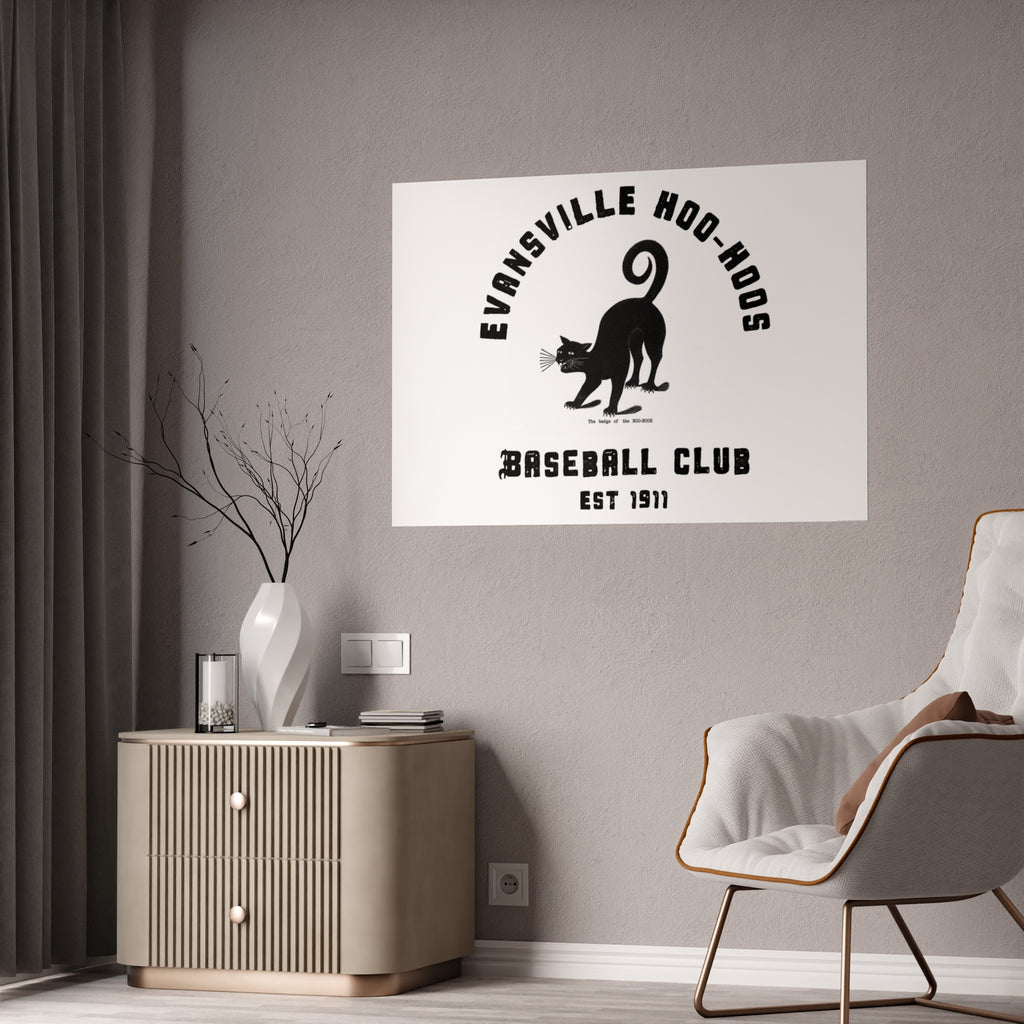 Evansville Hoo-Hoos Baseball Club Gloss Poster – Vintage Black Cat Team Print
