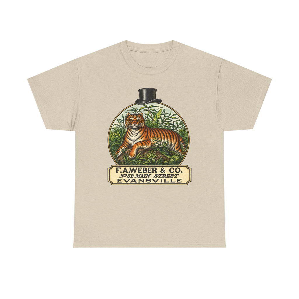 Goofy Tiger Crest Tee —1870 F.A. Weber & Co. Evansville Vintage Logo T-Shirt