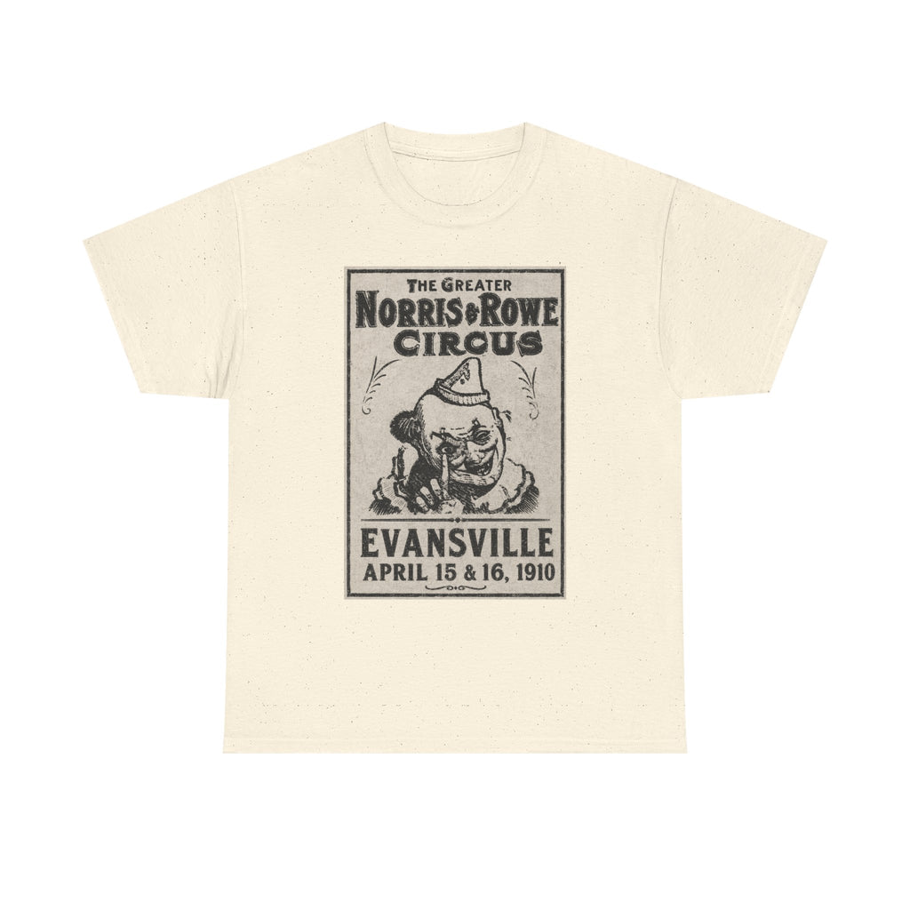 Vintage Circus T‑Shirt — The Greater Norris & Rowe Circus Evansville 1910 Poster Tee
