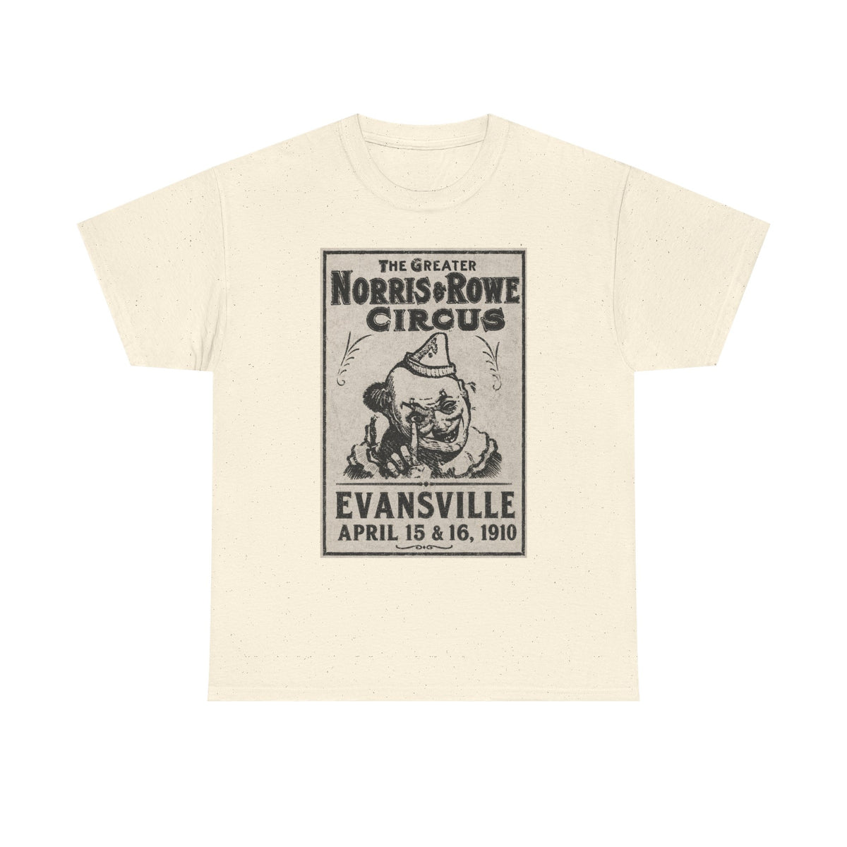 Vintage Circus T‑Shirt — The Greater Norris & Rowe Circus Evansville 1910 Poster Tee