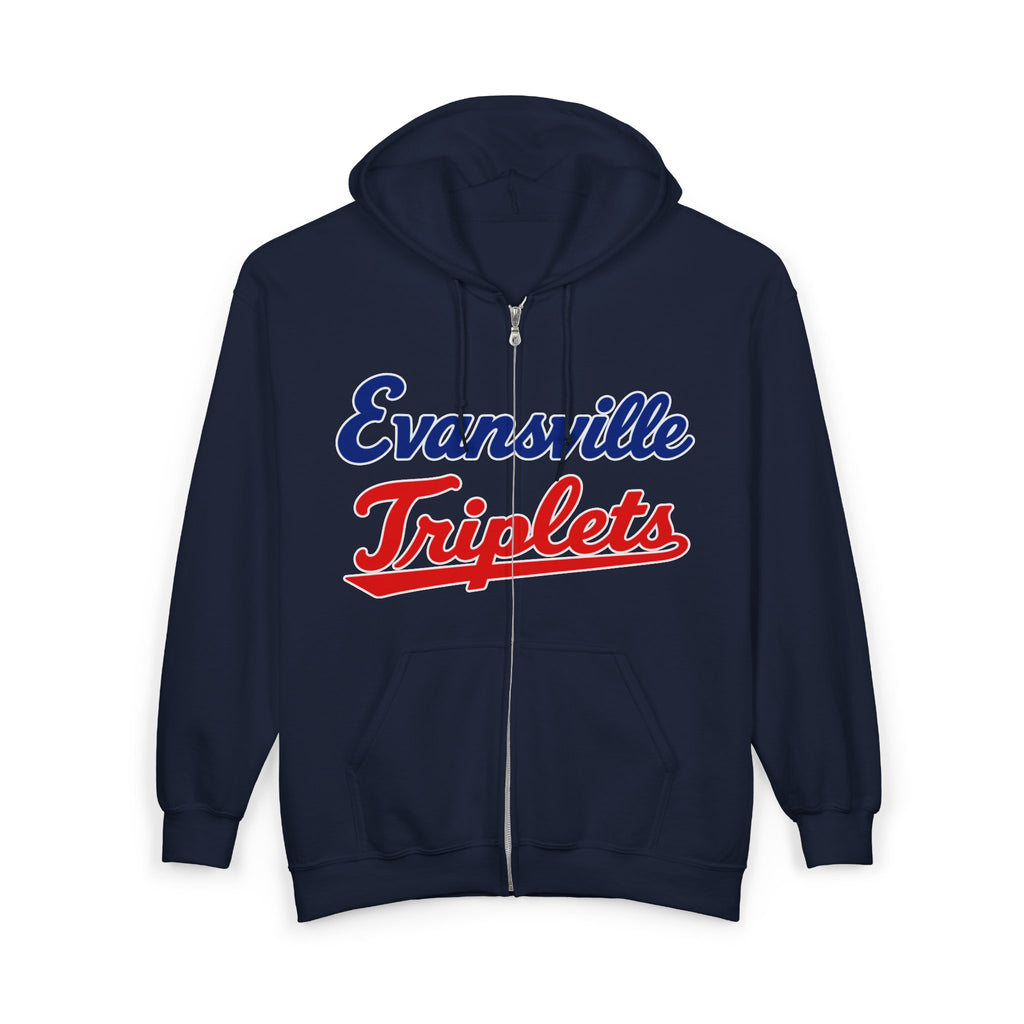 Evansville Triplets Full-Zip Hoodie — Vintage Script Team Jacket