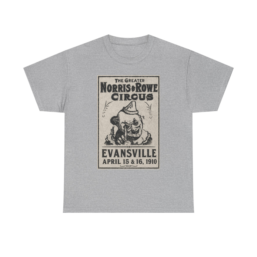 Vintage Circus T‑Shirt — The Greater Norris & Rowe Circus Evansville 1910 Poster Tee