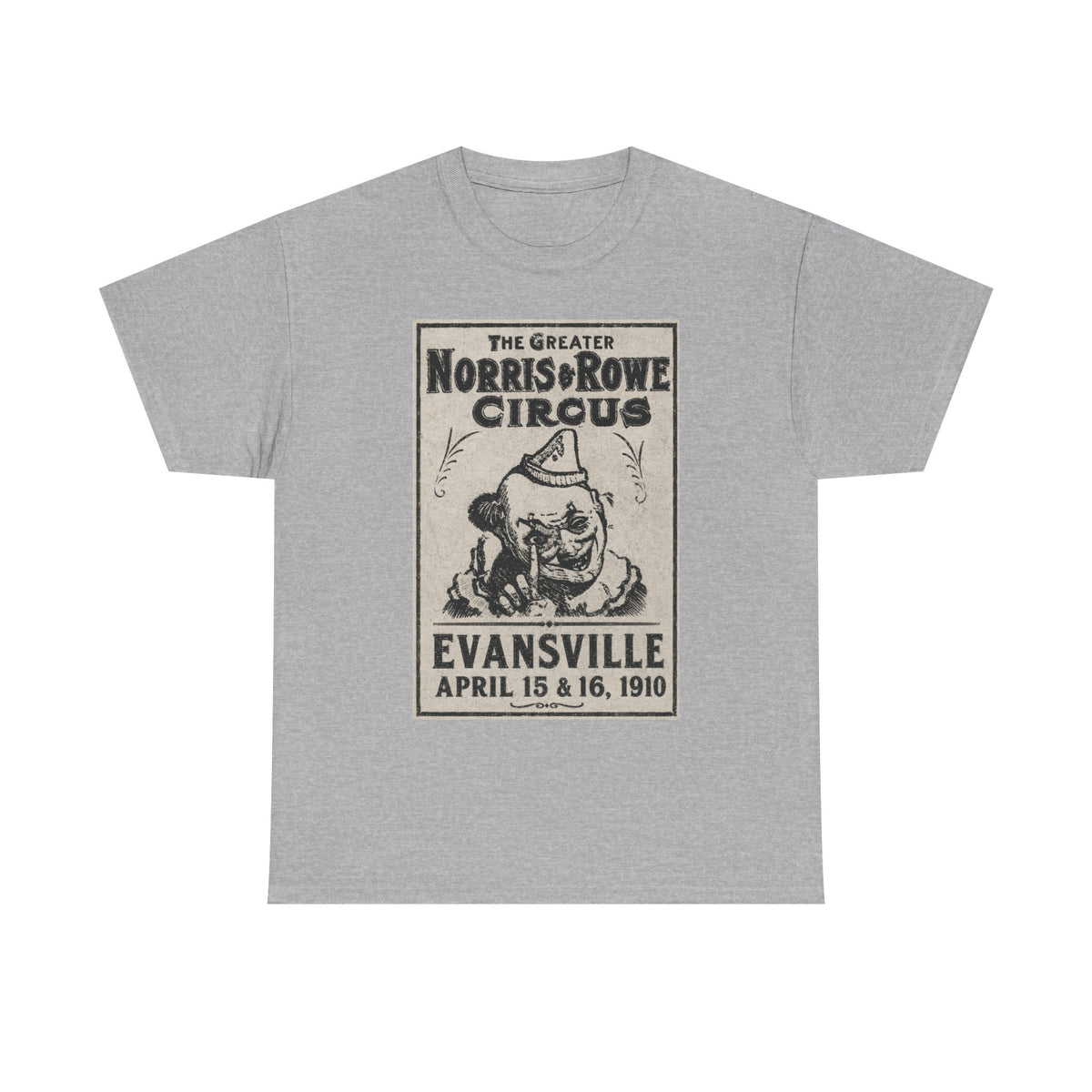 Vintage Circus T‑Shirt — The Greater Norris & Rowe Circus Evansville 1910 Poster Tee