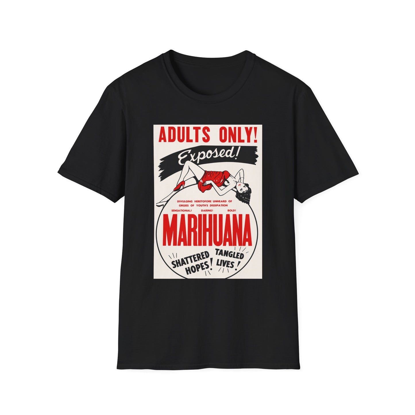 Adults Only Exposed! Retro Pinup Marijuana Propaganda T-Shirt