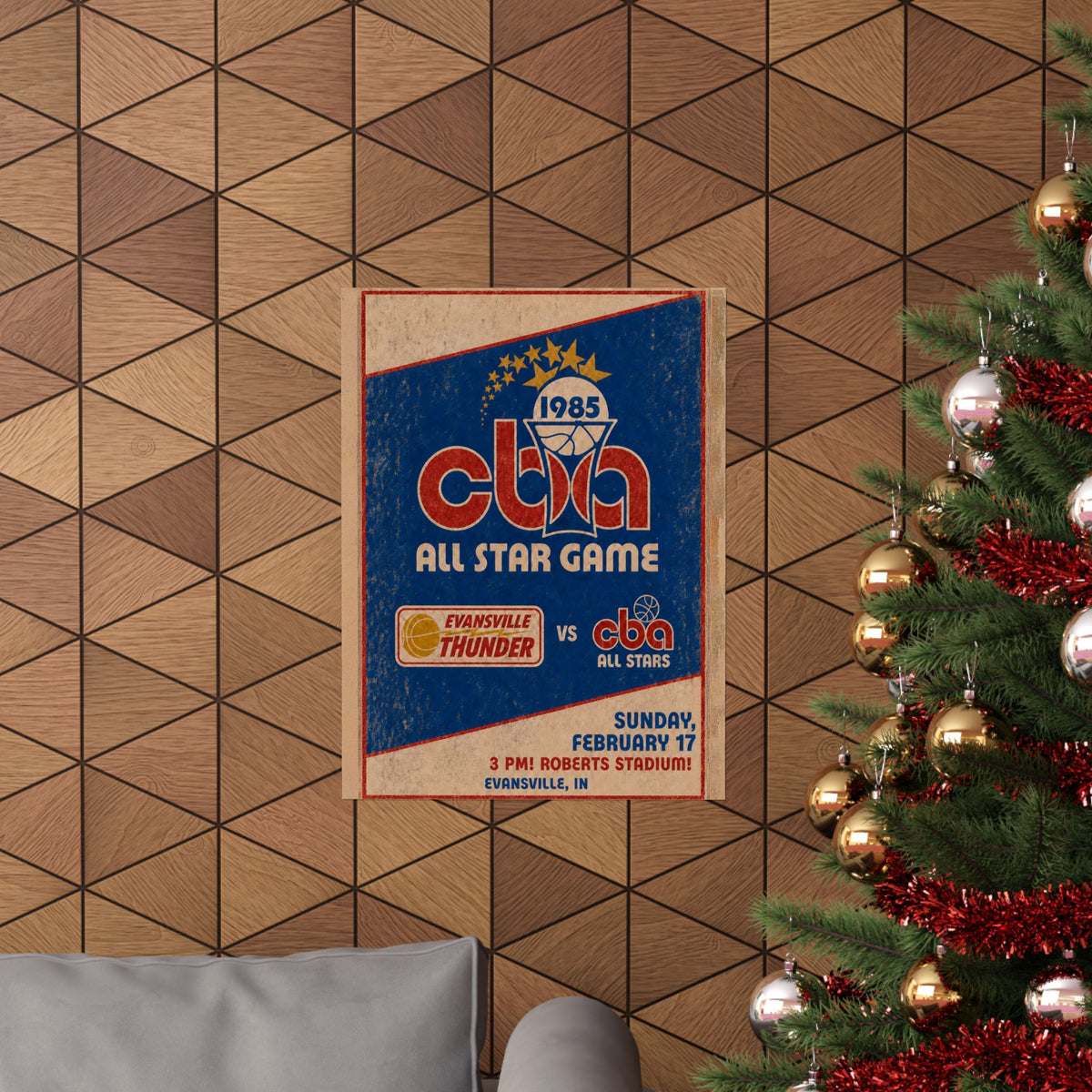 Vintage 1985 CBA All Star Game Poster —Evansville- Matte Vertical Sports Wall Art