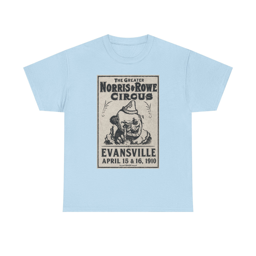 Vintage Circus T‑Shirt — The Greater Norris & Rowe Circus Evansville 1910 Poster Tee