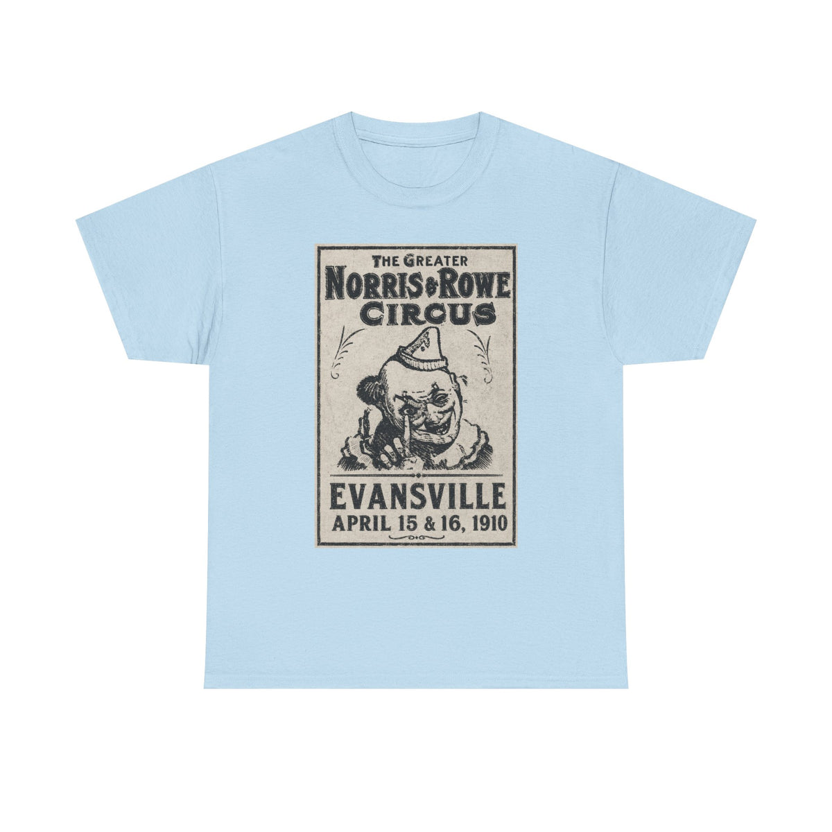 Vintage Circus T‑Shirt — The Greater Norris & Rowe Circus Evansville 1910 Poster Tee