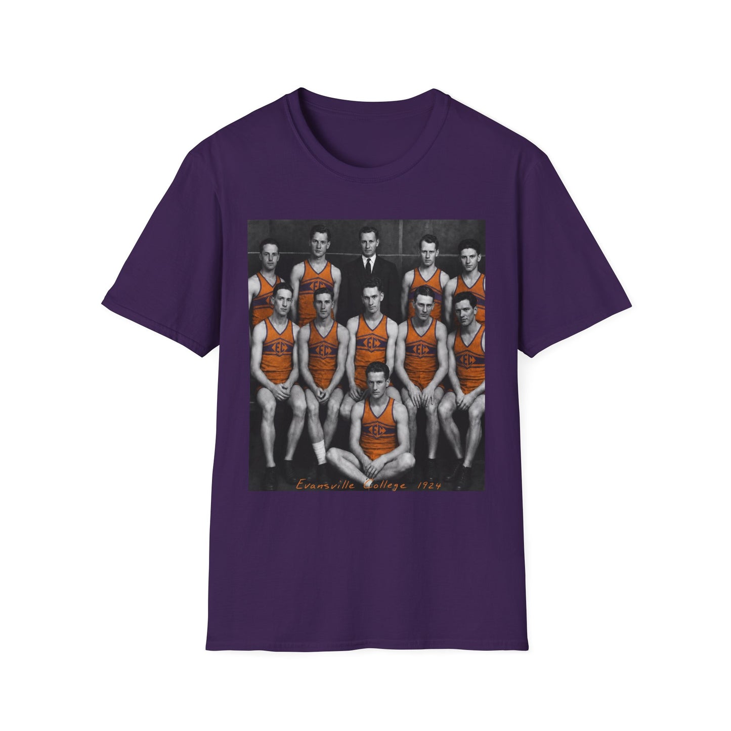 Vintage 1924 Evansville College Basketball Photo T-Shirt