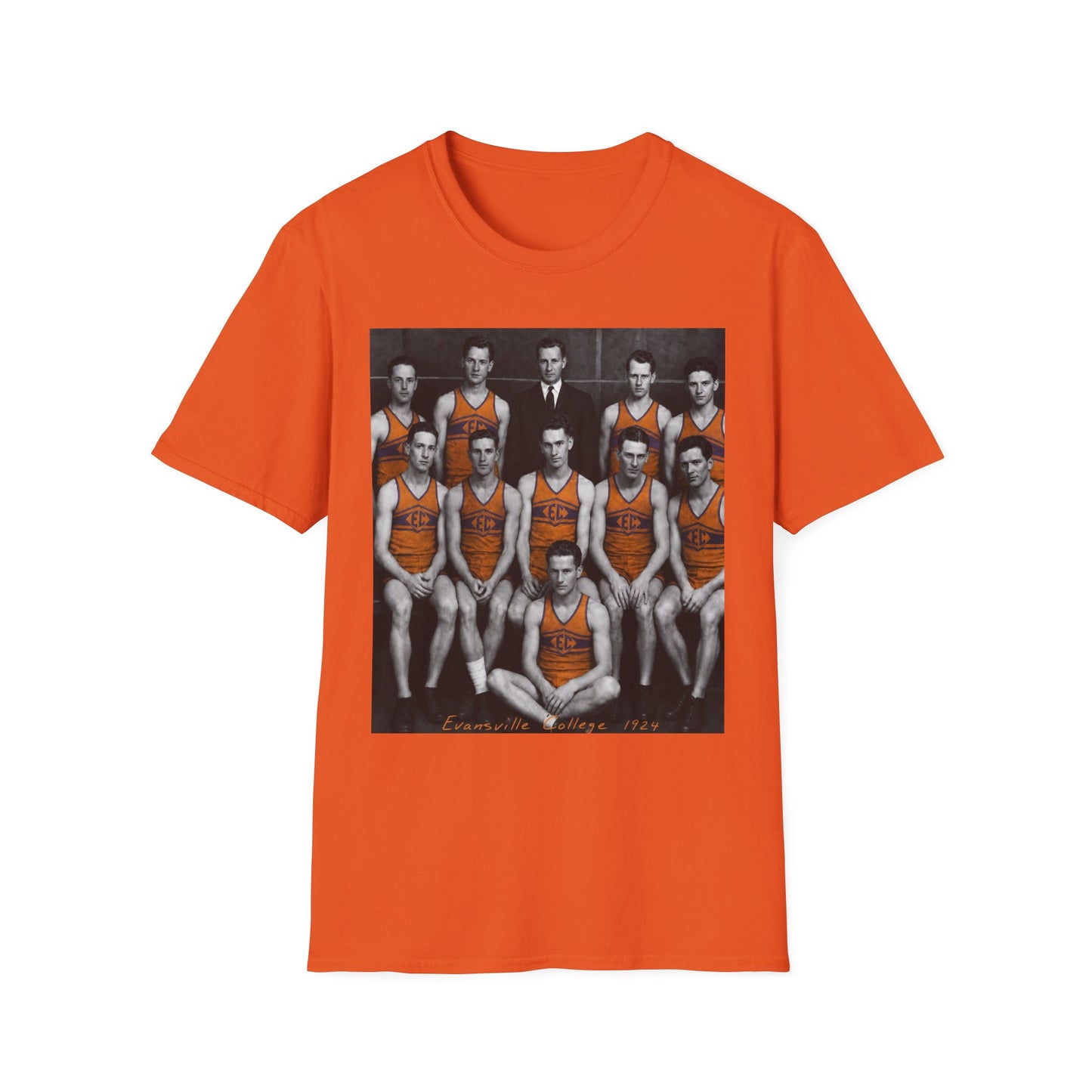 Vintage 1924 Evansville College Basketball Photo T-Shirt