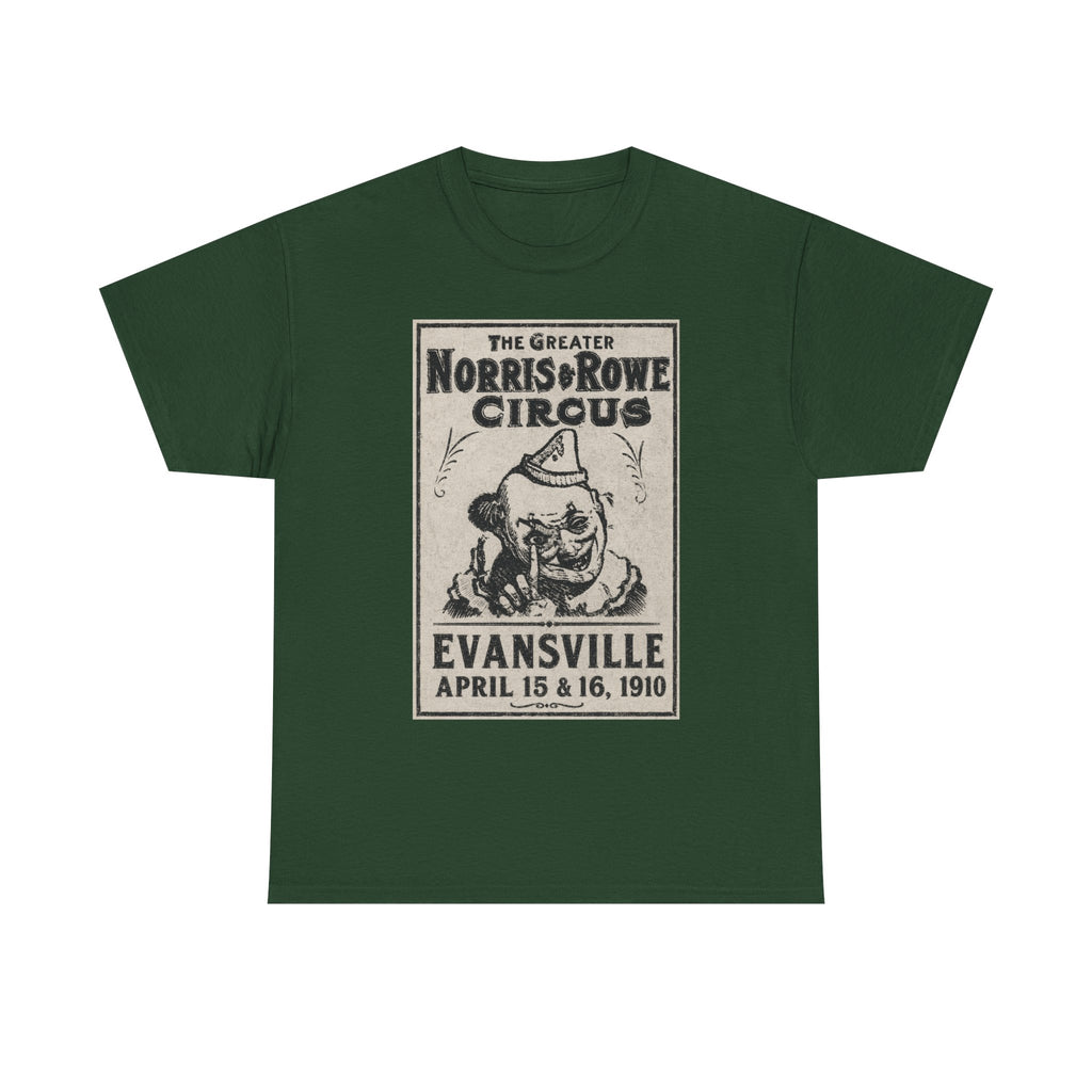 Vintage Circus T‑Shirt — The Greater Norris & Rowe Circus Evansville 1910 Poster Tee