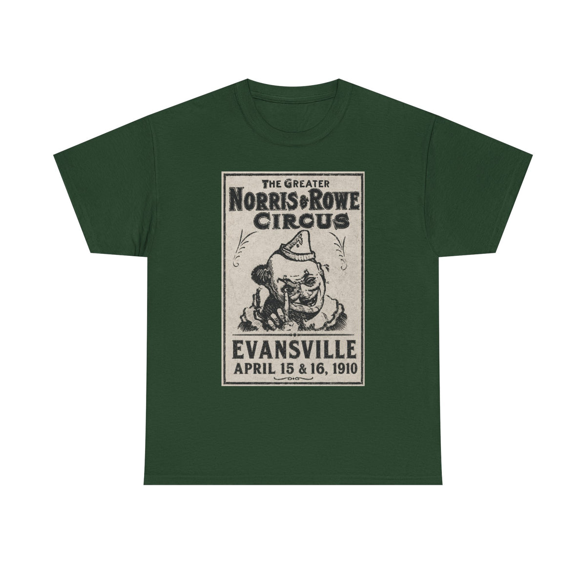 Vintage Circus T‑Shirt — The Greater Norris & Rowe Circus Evansville 1910 Poster Tee