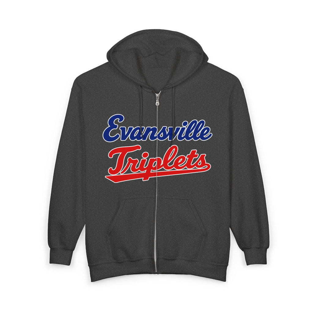 Evansville Triplets Full-Zip Hoodie — Vintage Script Team Jacket
