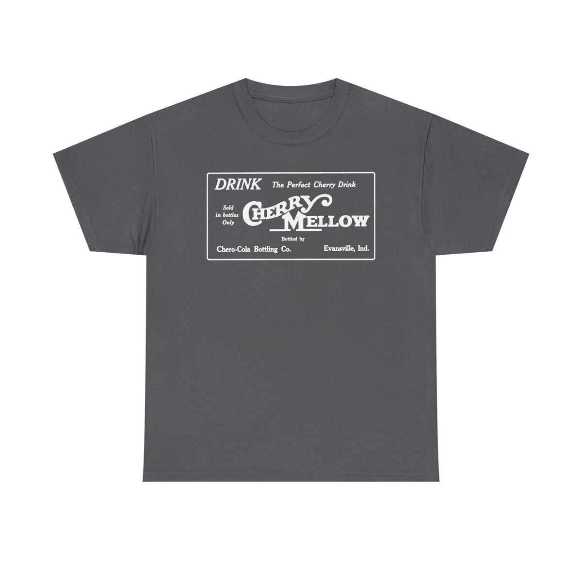 1922 Cherry Mellow Retro Beverage Logo Tee Evansville