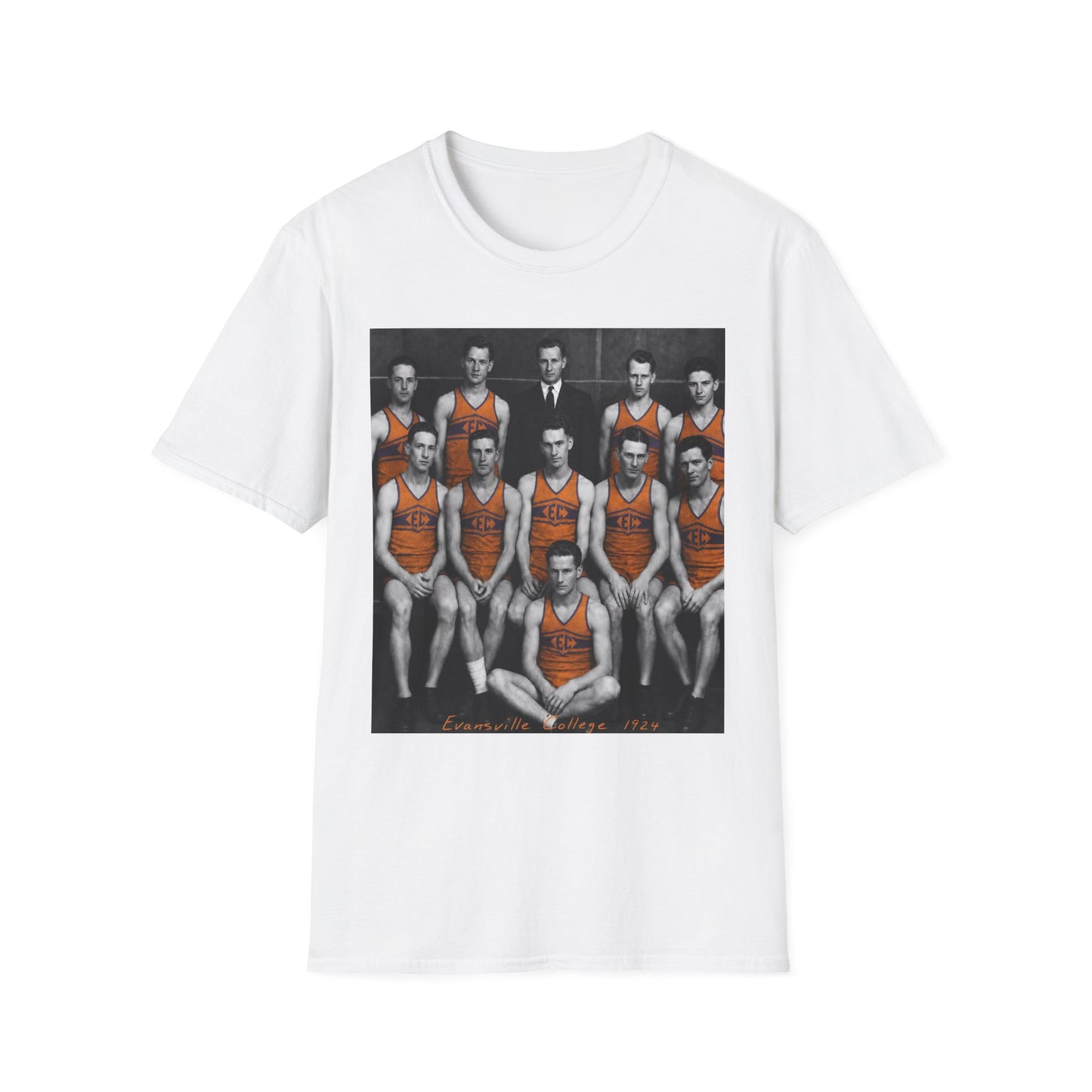 Vintage 1924 Evansville College Basketball Photo T-Shirt