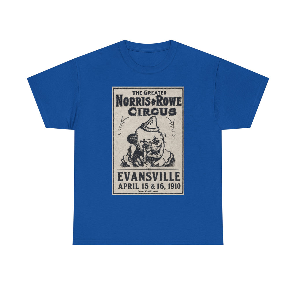 Vintage Circus T‑Shirt — The Greater Norris & Rowe Circus Evansville 1910 Poster Tee