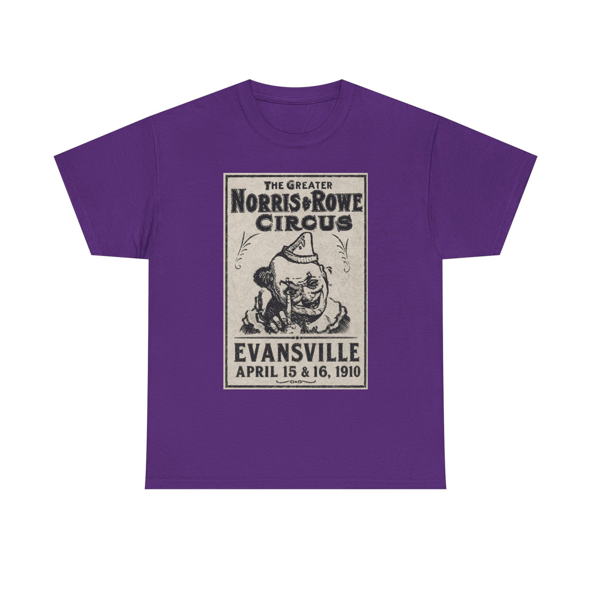 Vintage Circus T‑Shirt — The Greater Norris & Rowe Circus Evansville 1910 Poster Tee