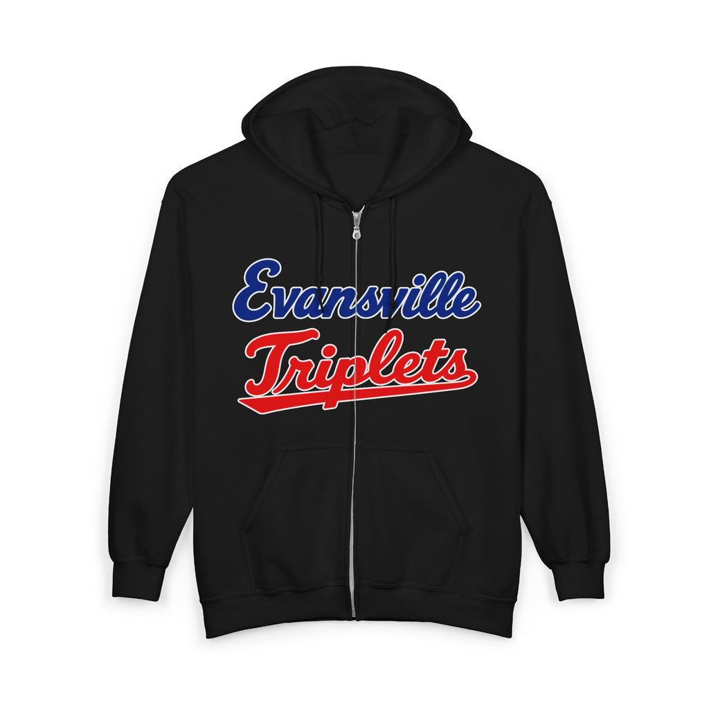 Evansville Triplets Full-Zip Hoodie — Vintage Script Team Jacket