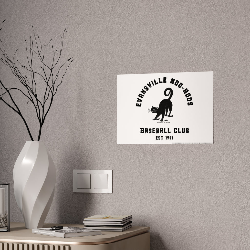 Evansville Hoo-Hoos Baseball Club Gloss Poster – Vintage Black Cat Team Print