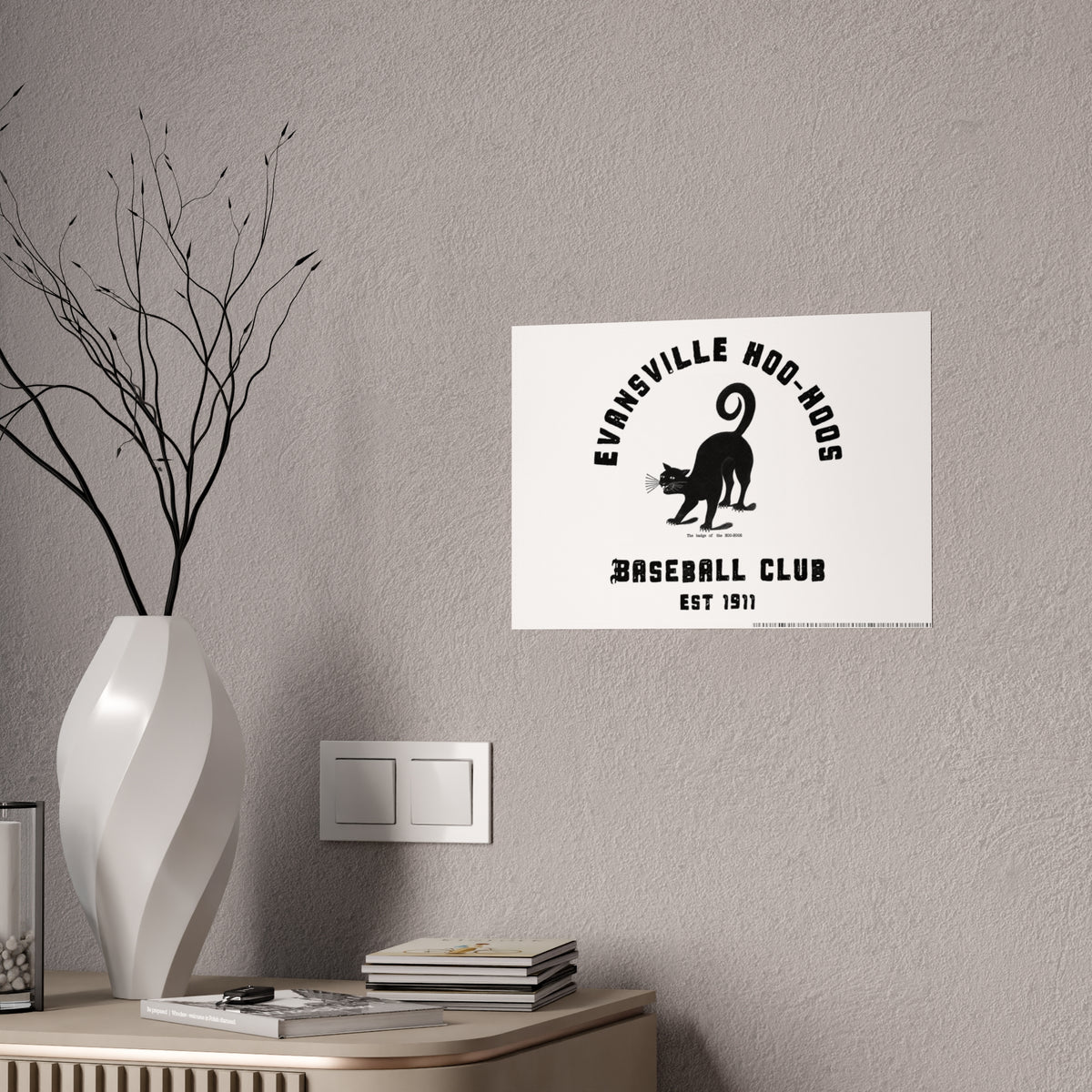 Evansville Hoo-Hoos Baseball Club Gloss Poster – Vintage Black Cat Team Print