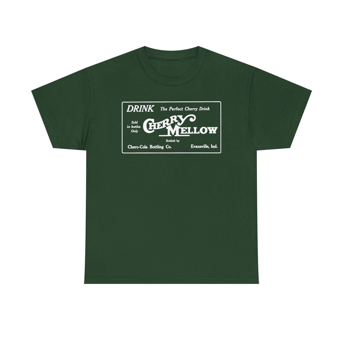 1922 Cherry Mellow Retro Beverage Logo Tee Evansville