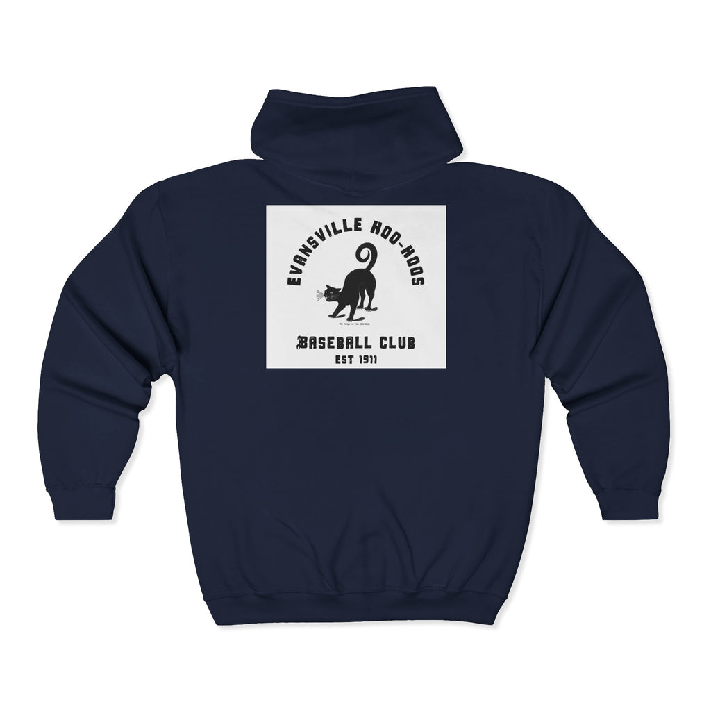 Evansville Hoo-Hoos 1911 Logo Full‑Zip Hoodie — Retro Baseball Club Logo