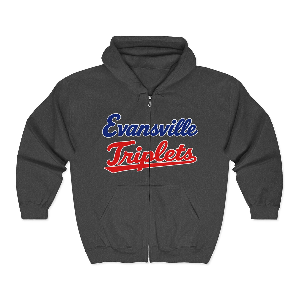 Evansville Triplets Full-Zip Hoodie — Vintage Script Team Jacket