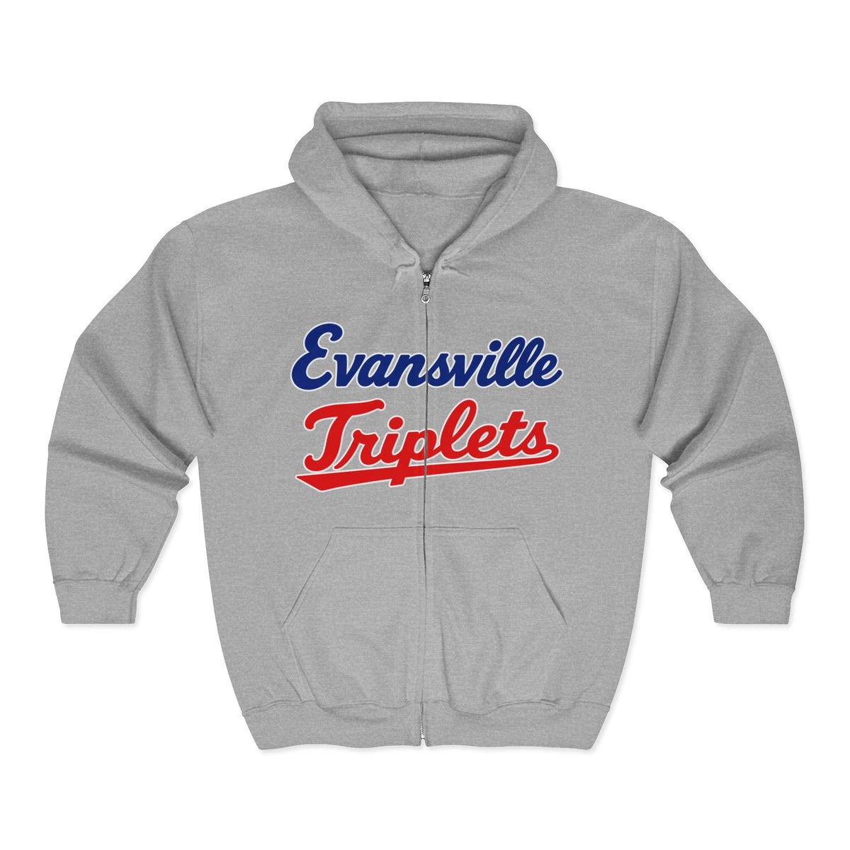 Evansville Triplets Full-Zip Hoodie — Vintage Script Team Jacket