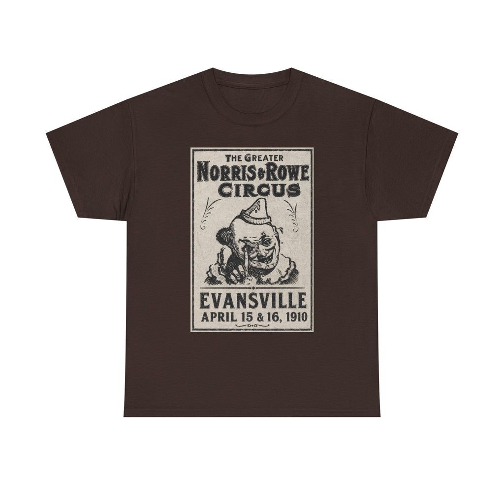 Vintage Circus T‑Shirt — The Greater Norris & Rowe Circus Evansville 1910 Poster Tee