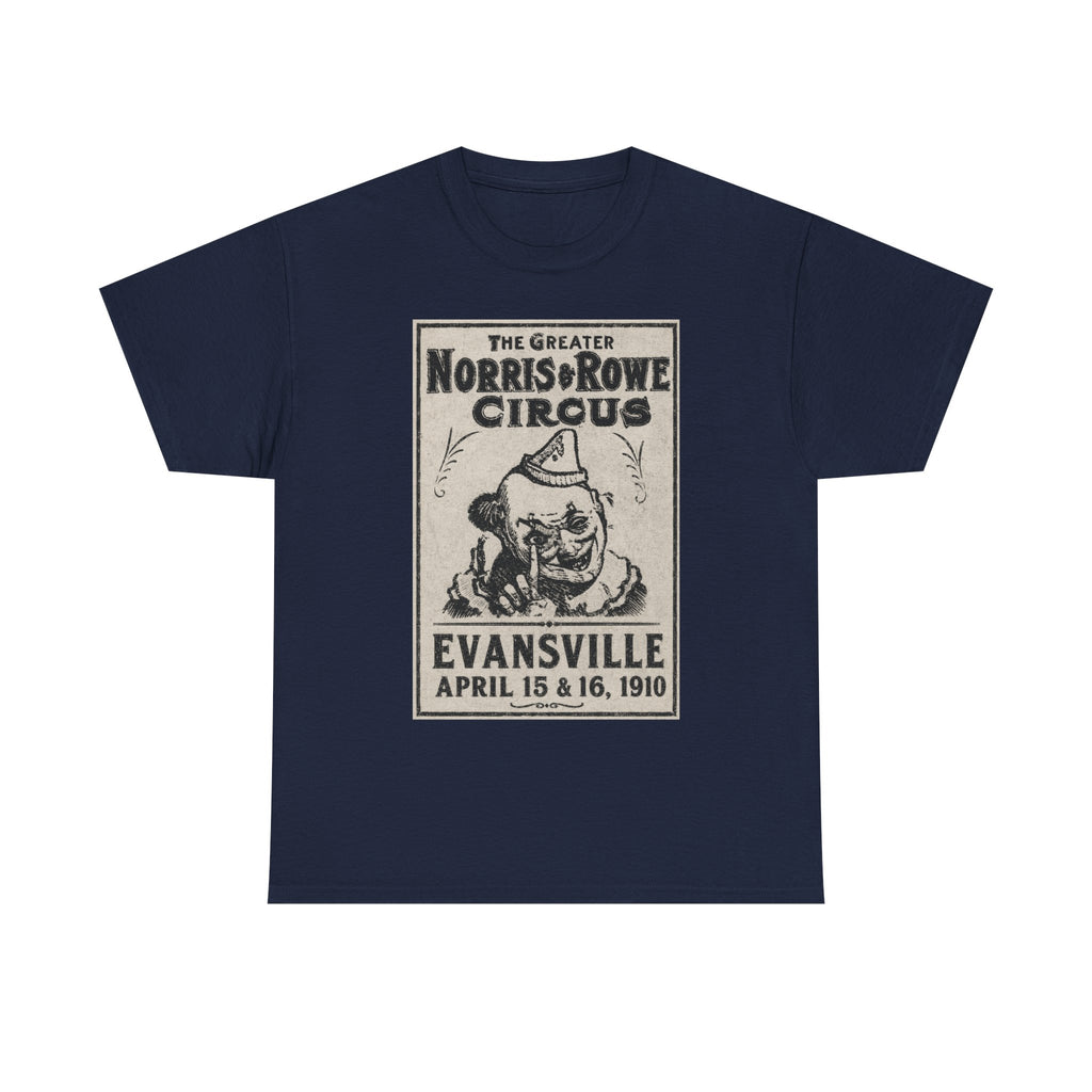 Vintage Circus T‑Shirt — The Greater Norris & Rowe Circus Evansville 1910 Poster Tee