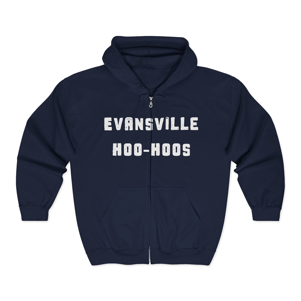 Evansville Hoo-Hoos 1911 Logo Full‑Zip Hoodie — Retro Baseball Club Logo