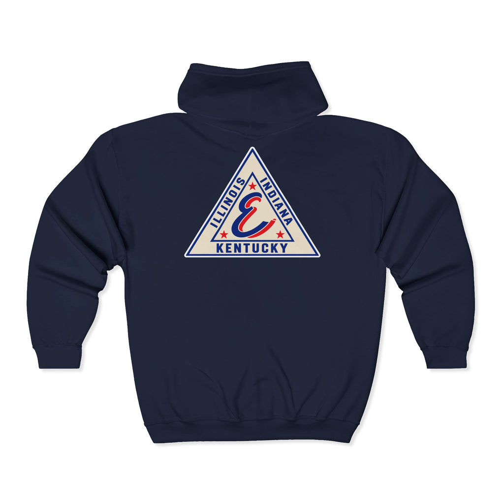 Evansville Triplets Full-Zip Hoodie — Vintage Script Team Jacket