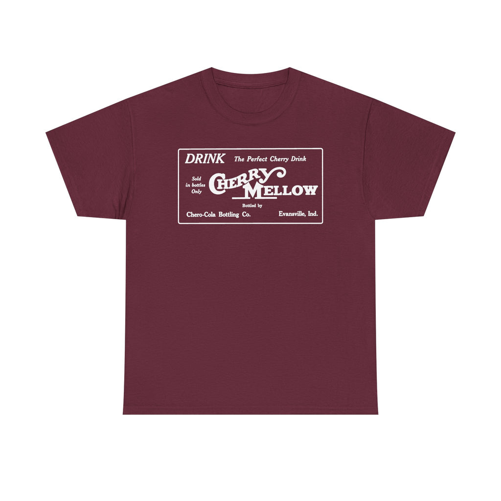 1922 Cherry Mellow Retro Beverage Logo Tee Evansville