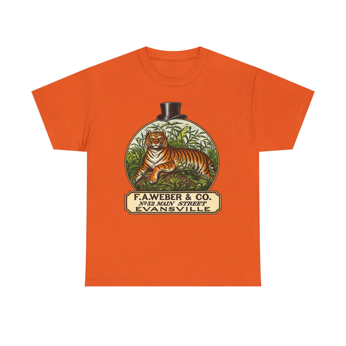 Goofy Tiger Crest Tee —1870 F.A. Weber & Co. Evansville Vintage Logo T-Shirt