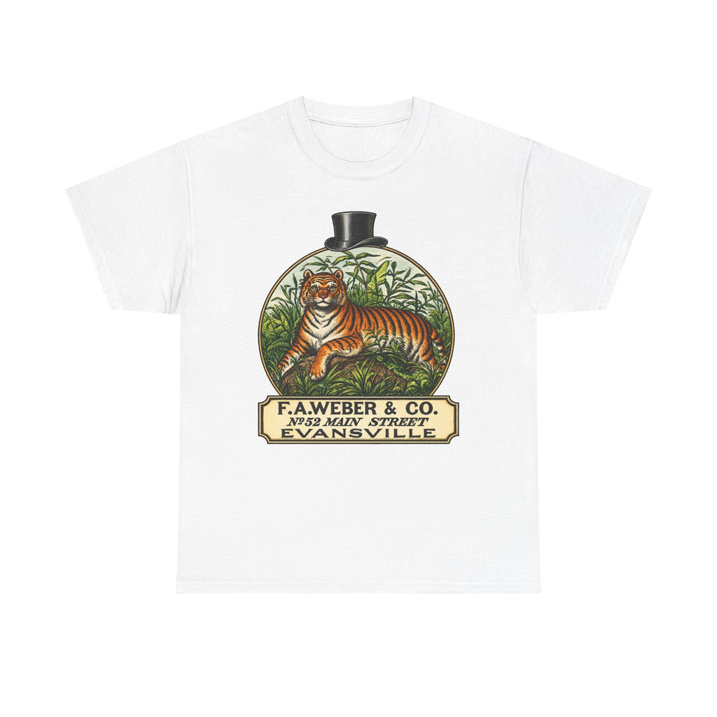 Goofy Tiger Crest Tee —1870 F.A. Weber & Co. Evansville Vintage Logo T-Shirt
