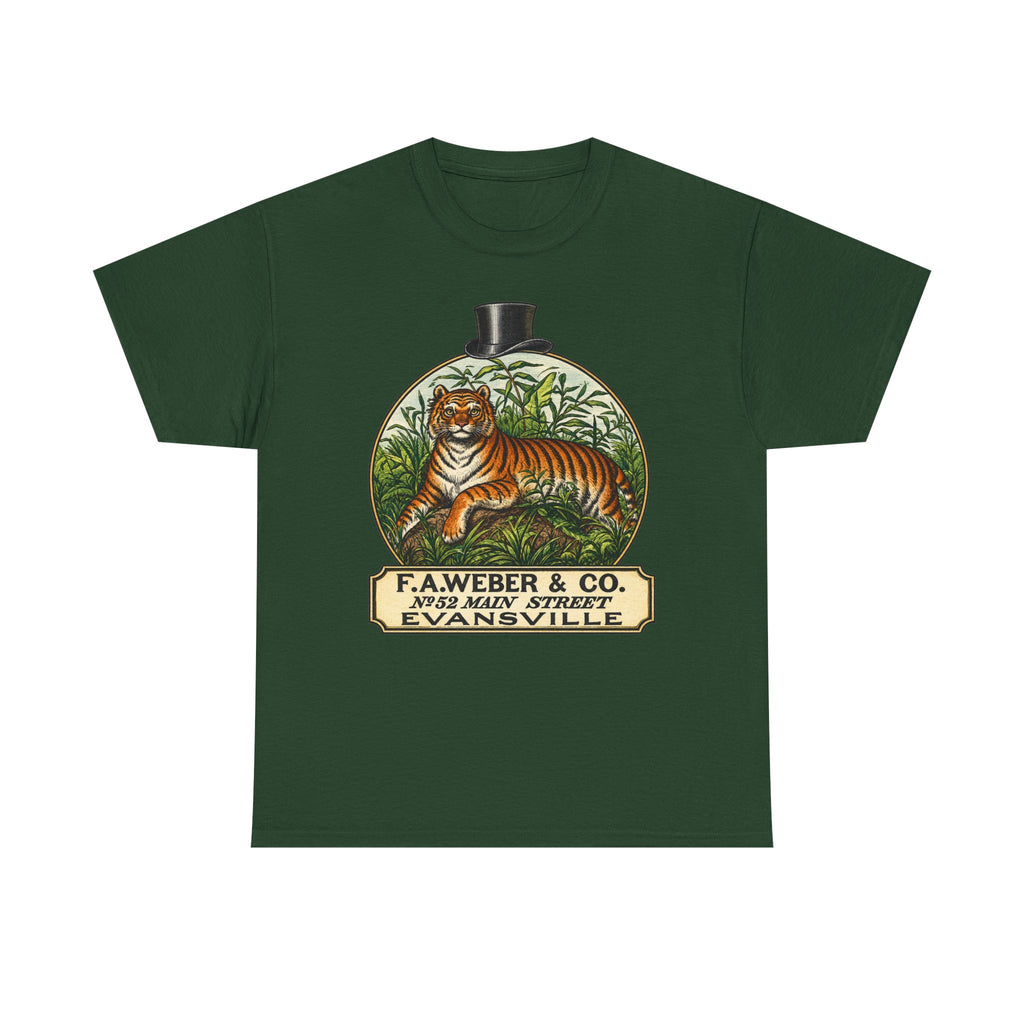 Goofy Tiger Crest Tee —1870 F.A. Weber & Co. Evansville Vintage Logo T-Shirt