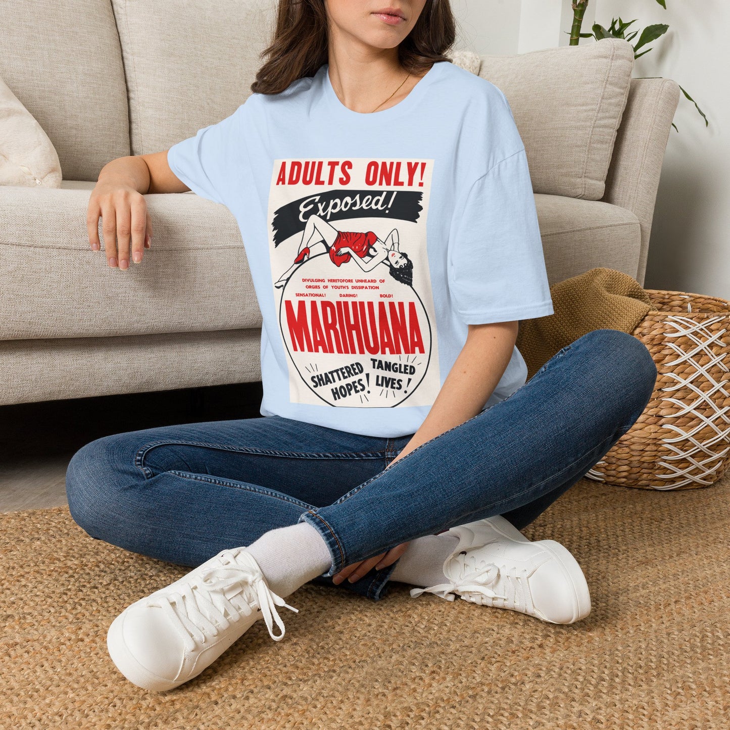 Adults Only Exposed! Retro Pinup Marijuana Propaganda T-Shirt