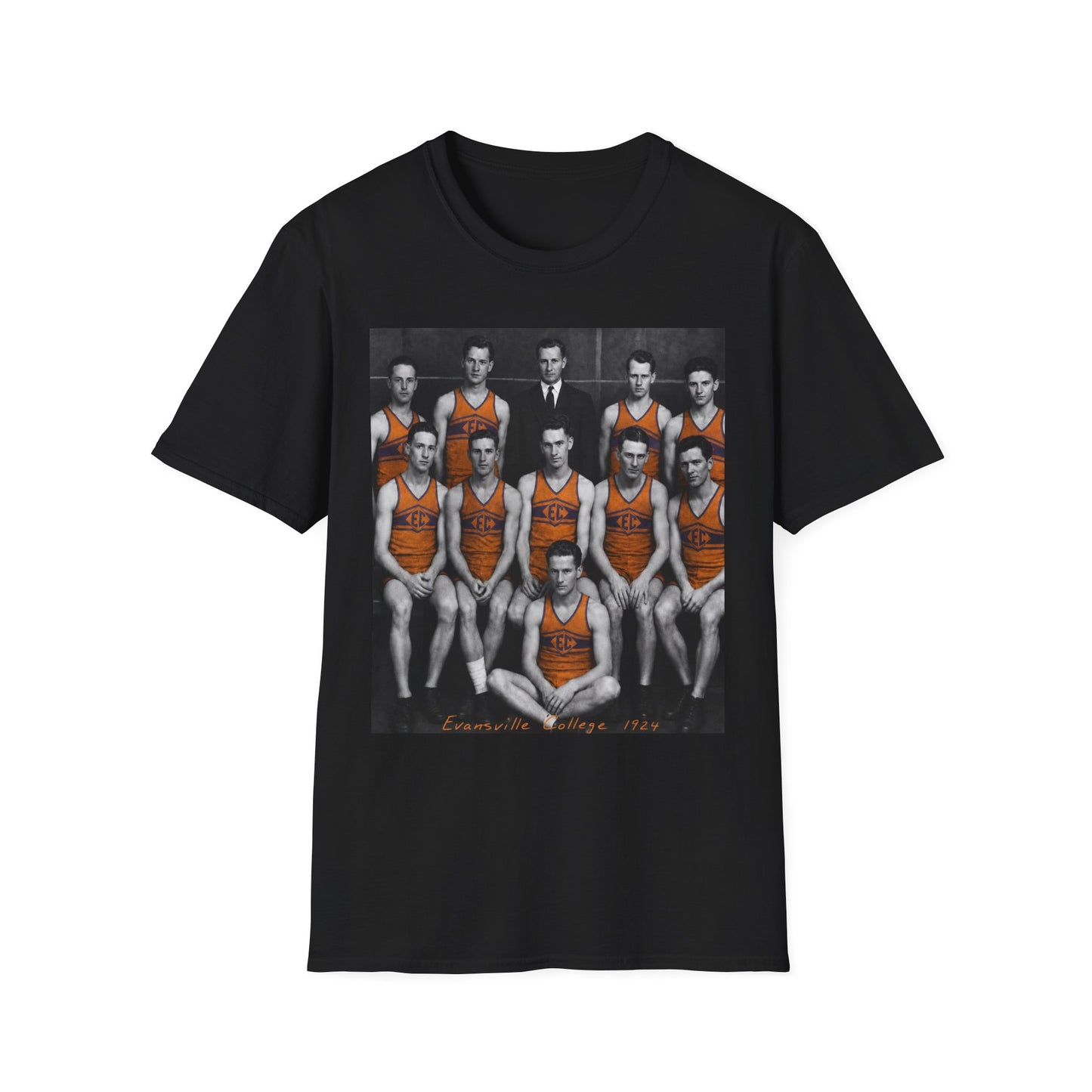Vintage 1924 Evansville College Basketball Photo T-Shirt