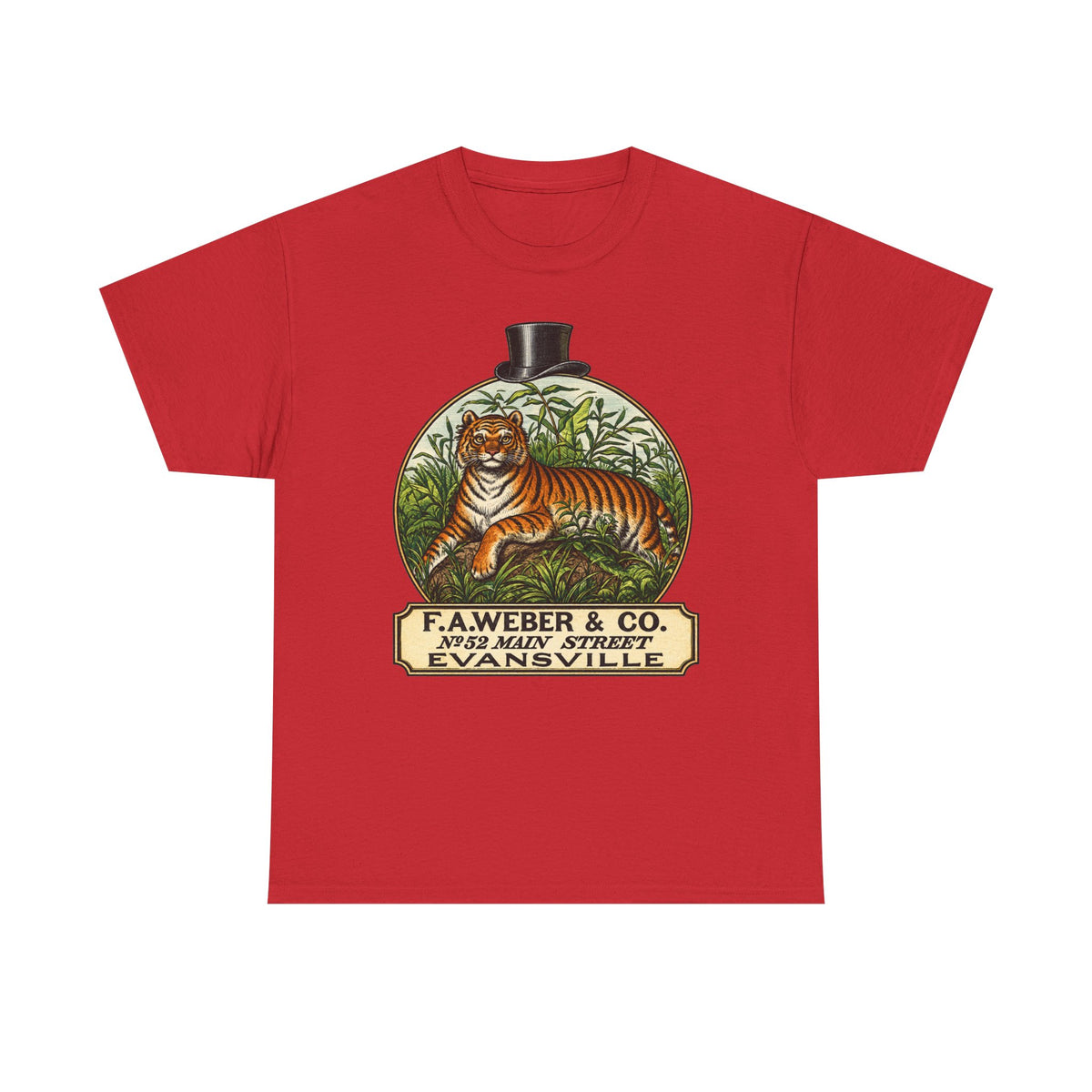 Goofy Tiger Crest Tee —1870 F.A. Weber & Co. Evansville Vintage Logo T-Shirt
